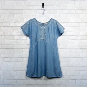 Anthropologie Holding Horses Denim Embroidered Dress